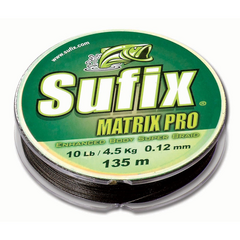 Шок-лидер плетённый 8-ми жильный Sufix Matrix Pro Green, Длина: 135 м, Тест: 22.50 кг, Диаметр лески: 0.25 мм
