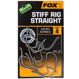 Крючки FOX EDGES Stiff Rig Straight с прямым жалом, Размер крючка: № 7