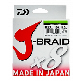 Плетеный шнур Daiwa J-Braid X8 0,18мм 300м (зеленый)