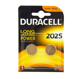 Батарейка Duracell CR2025 типа Таблетка 3V, Количество: 2 шт.