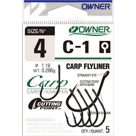 Крючки OWNER C-1 Carp Flyliner, Размер крючка: № 1