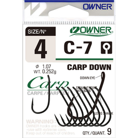 Крючки OWNER C-7 Carp Down, Размер крючка: № 1
