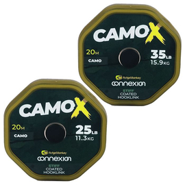 Поводковый материал в оболочке Ridge Monkey Connexion CamoX Stiff (Жесткий) Coated Hooklink, Разрывная нагрузка: 25 lb – 11.3 кг