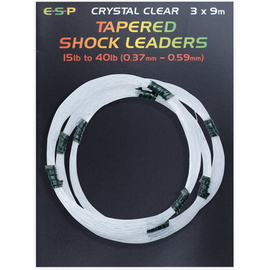 Шок лидер конусный E-S-P Tapered Shock leaders - 3 x 9m / 0,37-0,59mm / 15-40lb - Clear