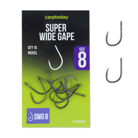 Крючки карповые Carptoday Super Wide Gape Nickel, Размер крючка: № 8