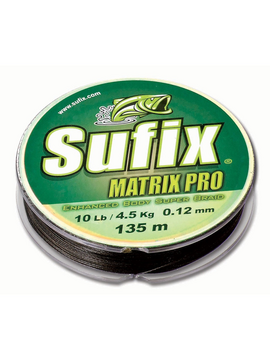 Шок-лидер плетённый 8-ми жильный Sufix Matrix Pro Green, Длина: 135 м, Тест: 22.50 кг, Диаметр лески: 0.25 мм