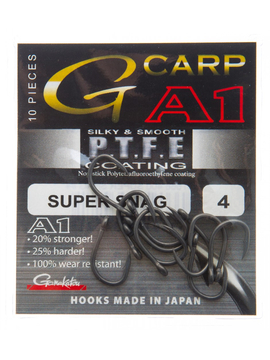 Крючки Gamakatsu A1 G-CARP SUPER SNAG PTFE, Размер: 4