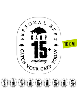 Стикер белый Carptoday Personal Best PB Большой 10см, PB: 5+