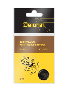 Коннектор скользящий для поплавка со стопорами DELPHIN Inline Swivel with Rubber Stopper