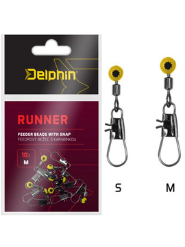 Бусина скользящая с вертлюгом и карабином DELPHIN RUNNER Feeder Runner with Snap, Размер: S