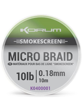 KORUM Поводковый материал SMOKESCREEN MICRO BRAID / 10m / 0.18mm / 10lb (4,5kg)
