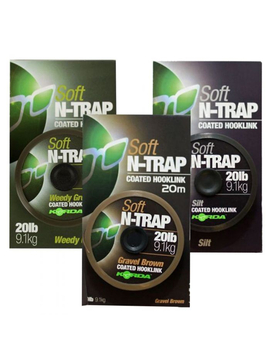 Поводковый материал Korda N-Trap Soft в мягкой оплётке, Цвет: Gravel Brown, Тест: 15.00 lb
