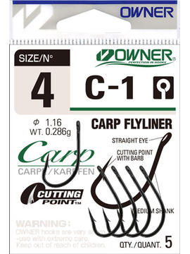 Крючки OWNER C-1 Carp Flyliner, Размер крючка: № 1