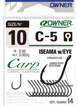 Крючки OWNER C-5 Carp Iseama w/EYE, Размер крючка: № 1
