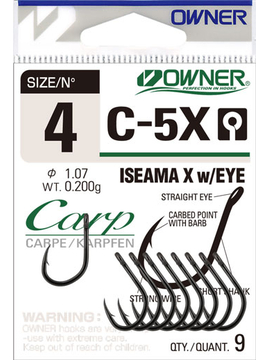 Крючки OWNER C-5X Carp Iseama X w/EYE, Размер крючка: № 1.5