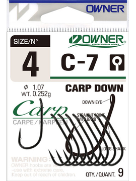 Крючки OWNER C-7 Carp Down, Размер крючка: № 4