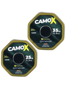Поводковый материал в оболочке Ridge Monkey Connexion CamoX Soft (Мягкий) Coated Hooklink, Разрывная нагрузка: 25 lb – 11.3 кг