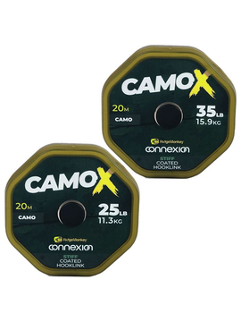 Поводковый материал в оболочке Ridge Monkey Connexion CamoX Stiff (Жесткий) Coated Hooklink, Разрывная нагрузка: 25 lb – 11.3 кг