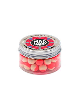Бойлы плавающие Mad Carp Baits STRAWBERRY & BANANA Pop-Ups (Клубника и Банан), Диаметр: 12 мм