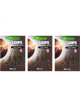 Готовые поводки KORDA Loop DF Wide Gape X Rigs, Тест: 18.00 lb, Размер крючка: № 8