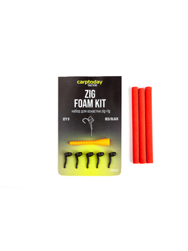 Набор для оснастки зиг риг Carptoday Tackle Zig Kit красная пенка и чёрный крепёж