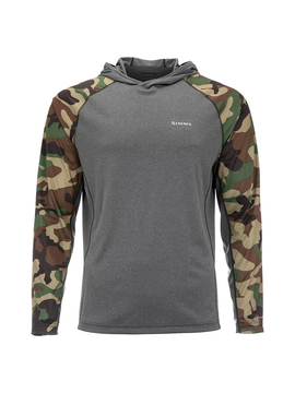 Термофутболка с капюшоном SIMMS SolarFlex Hoody Woodland Camo/Carbon Heather, Размер: M
