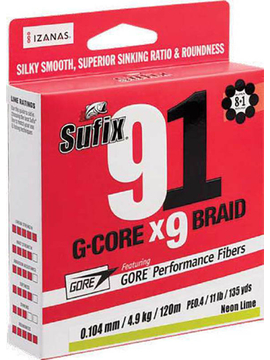 Леска плетеная SUFIX 91 BRAID, Тест: 20.40 кг, Диаметр лески: 0.285 мм