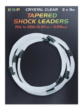 Шок лидер конусный E-S-P Tapered Shock leaders - 3 x 9m / 0,37-0,59mm / 15-40lb - Clear