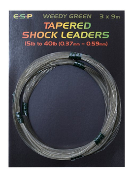 Шок лидер конусный E-S-P Tapered Shock leaders - 3 x 9m / 0,37-0,59mm / 15-40lb - Green