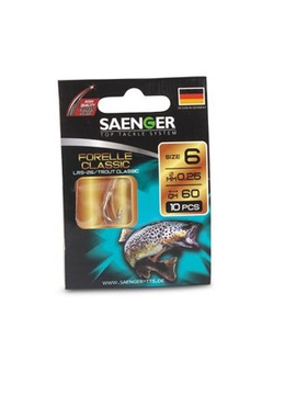 Поводок SAENGER Classic TROUT LRS / №4 / 0.25mm / 5.6kg / 60cm - 10шт.