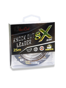 Поводковые материалы UNI CAT KNOCK OUT 8-X Leader - 25m / 1.00mm / 110kg