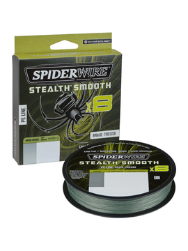 Леска плетеная SPIDER WIRE® STEALTH® SMOOTH X8 PE BRAID - 0.09mm / 150m / 7.5kg - MOSS GREEN