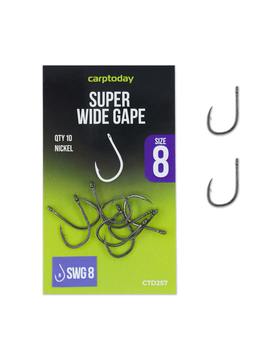 Крючки карповые Carptoday Super Wide Gape Nickel, Размер крючка: № 8