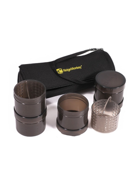 Компактный набор баночек для насадок в чехле Ridge Monkey Modular Hookbait Pots, Цвет: Чёрный