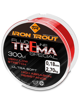 Леска для ловли форели IRON TROUT TREMA Special - 300m / 0,22mm / 4.10kg - Fluo Red
