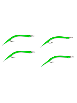 Крючок с силиконовой трубкой AQUANTIC® Gummi Makk №10/0 - Fluo Green - 4 шт.