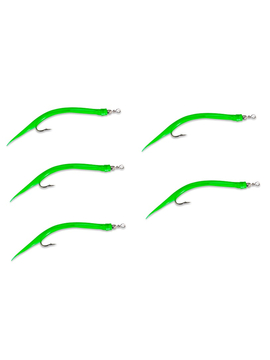 Крючок с силиконовой трубкой AQUANTIC® Gummi Makk №8/0 - Fluo Green - 5 шт.