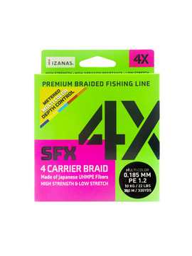Леска плетеная SFX 4X разноцветная 300 м 0.185 мм 10 кг PE 1.2