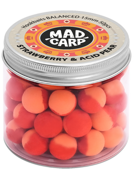 Бойлы насадочные Mad Carp Baits Balanced STRAWBERRY & ACID PEAR (Клубника и Кислая Груша) 15мм
