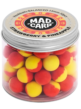 Бойлы насадочные Mad Carp Baits Balanced STRAWBERRY & PINEAPPLE (Клубника и Ананас) 15мм