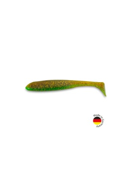 Виброхвост IRON CLAW Moby Softbaits SLIM JIM UV Non Toxic / 13cm / Motoroil Chartreuse Innercore Luminous