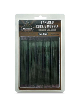 Шок-лидер конусный ANACONDA Tapered Rock & Mussel Leaders - 5x15m / 0.30-0.57mm - Camou Green