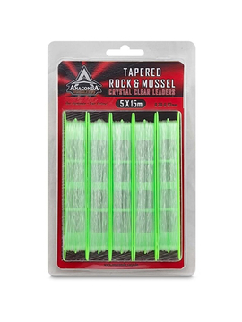 Шок-лидер конусный ANACONDA Tapered Rock & Mussel Leaders - 5x15m / 0.30-0.57mm - Invisible Clear