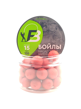 Бойлы варёные насадочные (в банке) Fishing Band Strawberry 15 мм 100 гр