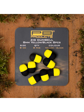 Плавающие насадки PB Products Zig Dumbell - 8mm - Black/Yellow - 8шт. — купить в интернет-магазине CARPshop
