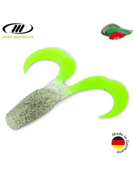 Твистер плавающий IRON CLAW Moby Softbaits CURLY ONE Non Toxic / 12cm / Salt´n Pepper Chartreuse — купить в интернет-магазине CARPshop
