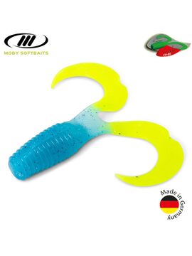 Твистер плавающий IRON CLAW Moby Softbaits CURLY ONE Non Toxic / 12cm / Blue Chartreuse — купить в интернет-магазине CARPshop
