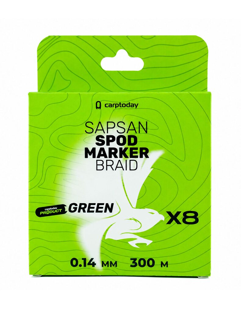 Плетёный шнур для прикормочных ракет Carptoday Sapsan Spod & Marker Braid Green 0.14мм 300м