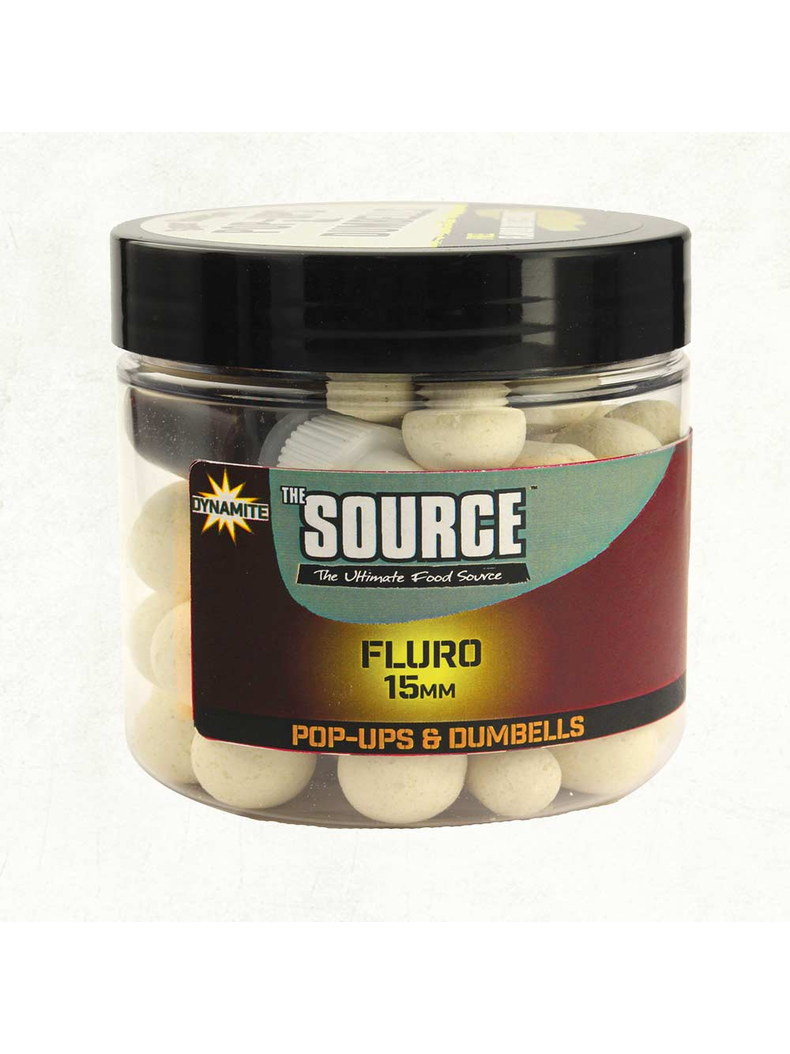 Плавающие бойлы Dynamite Baits Source White Fluro Pop-Ups + Dumbells, Диаметр: 15 мм Плавающие бойлы Dynamite Baits Source White Fluro Pop-Ups + Dumbells, Диаметр: 15 мм