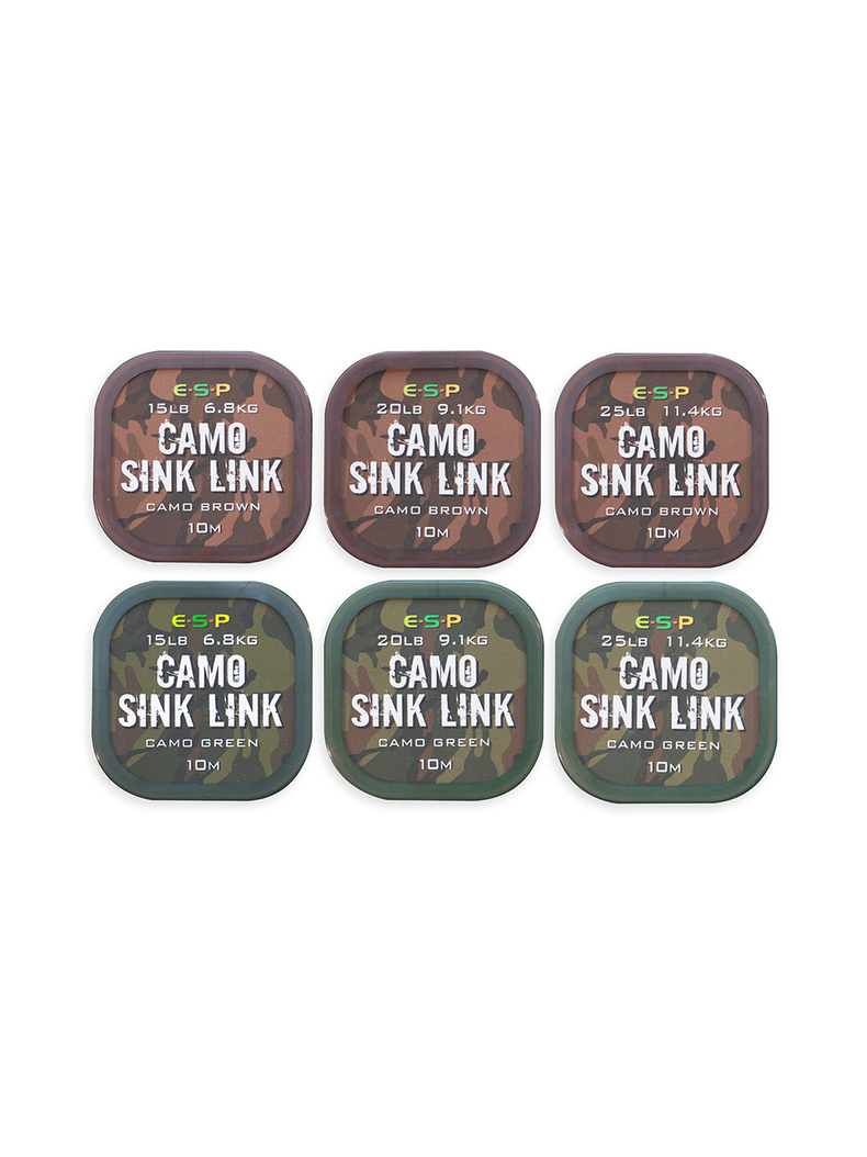 Поводковый материал ESP Camo Sink Link без оплётки, Цвет: Зелёный, Тест: 25.00 lb